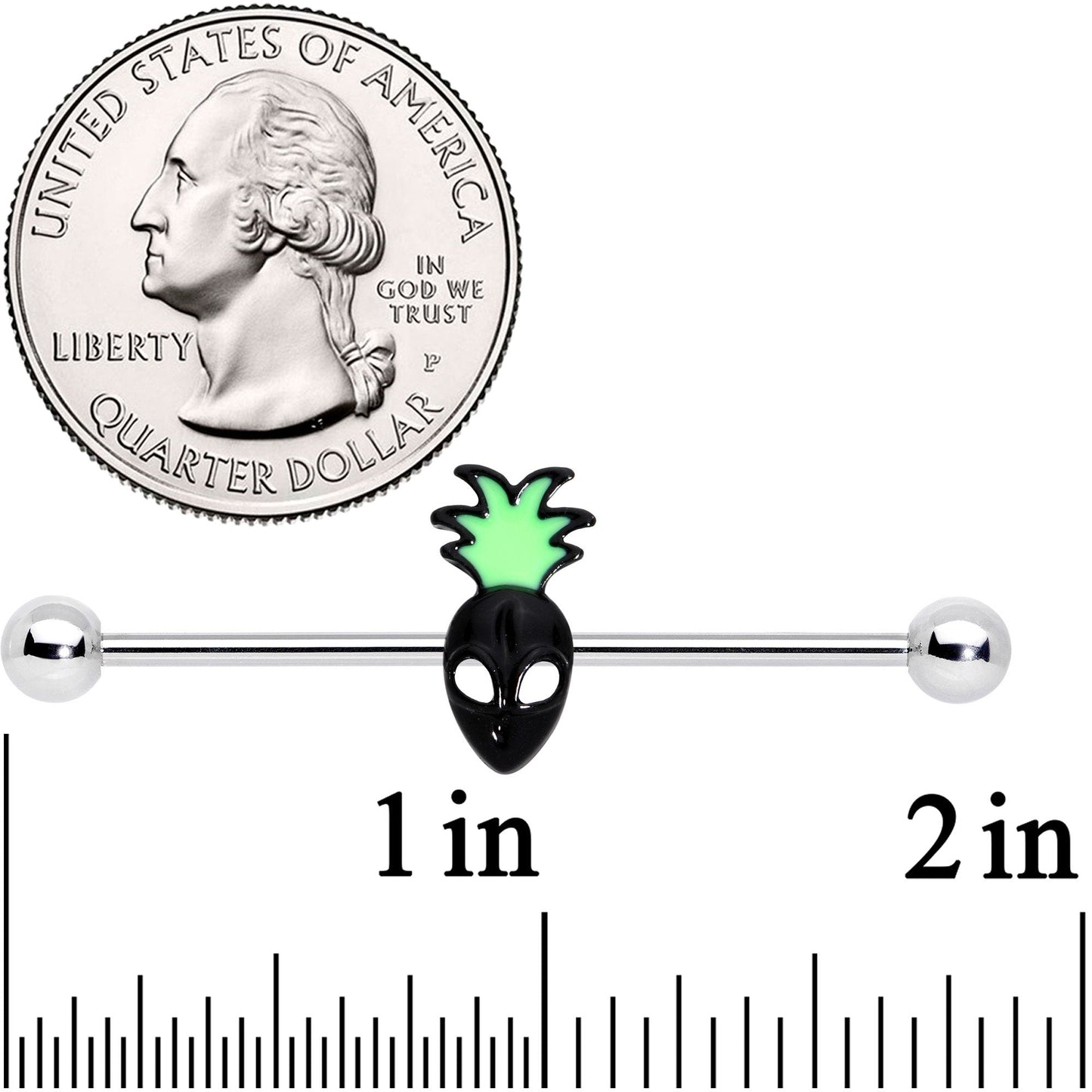 14G Green Black Sneaky Pineapple Alien 38mm