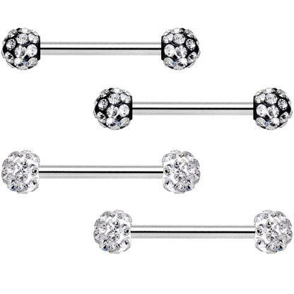 14G 9/16 Clear Gem Disco Ball Barbell Nipple Ring Set of 4