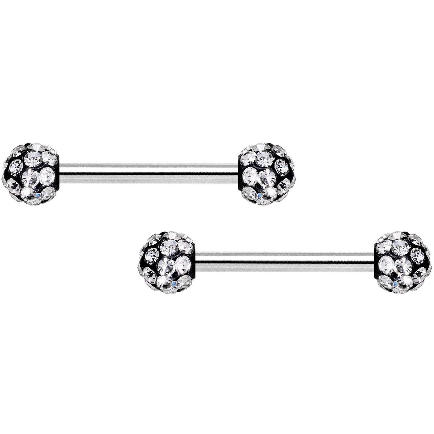 14G 9/16 Clear Gem Disco Ball Barbell Nipple Ring Set of 4