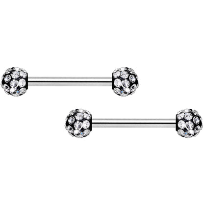 14G 9/16 Clear Gem Disco Ball Barbell Nipple Ring Set of 4