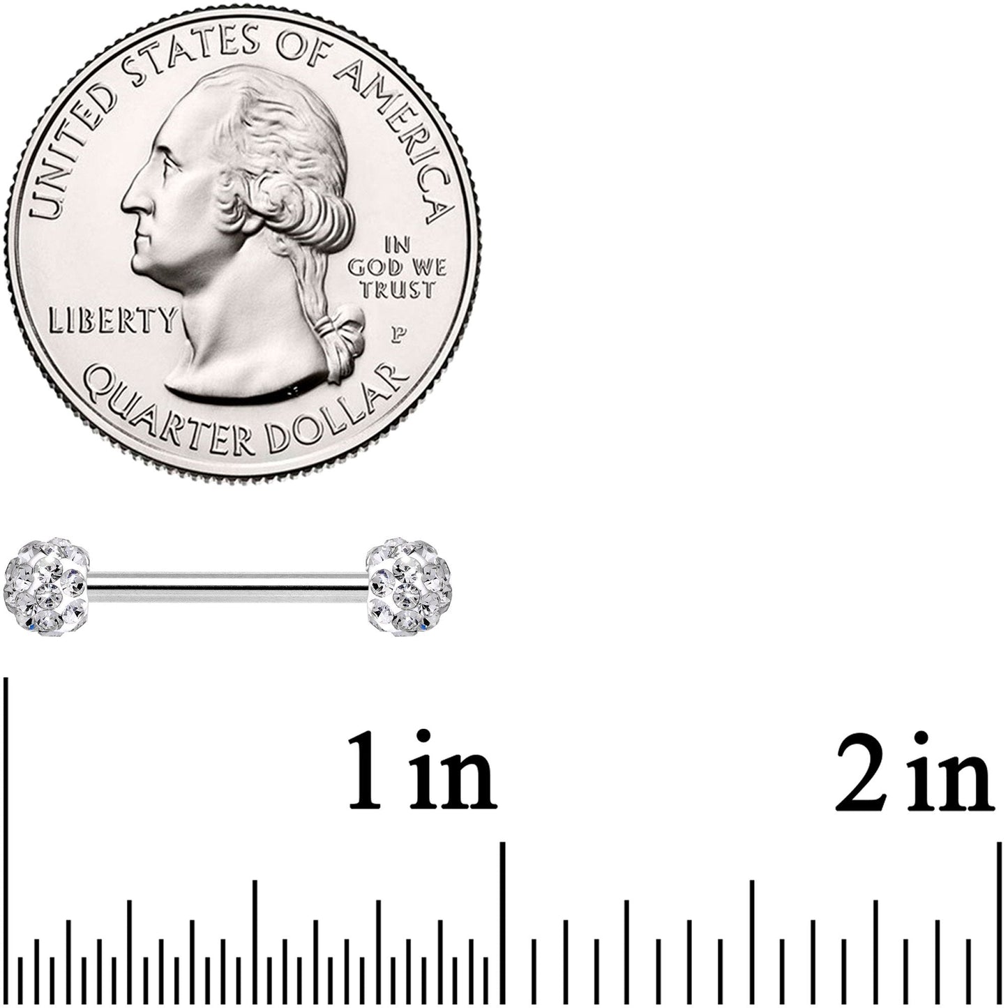 14G 9/16 Clear Gem Disco Ball Barbell Nipple Ring Set of 4