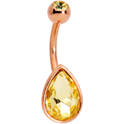 Color Gem Rose Gold Tone Drop Glamour Belly Ring Set of 5