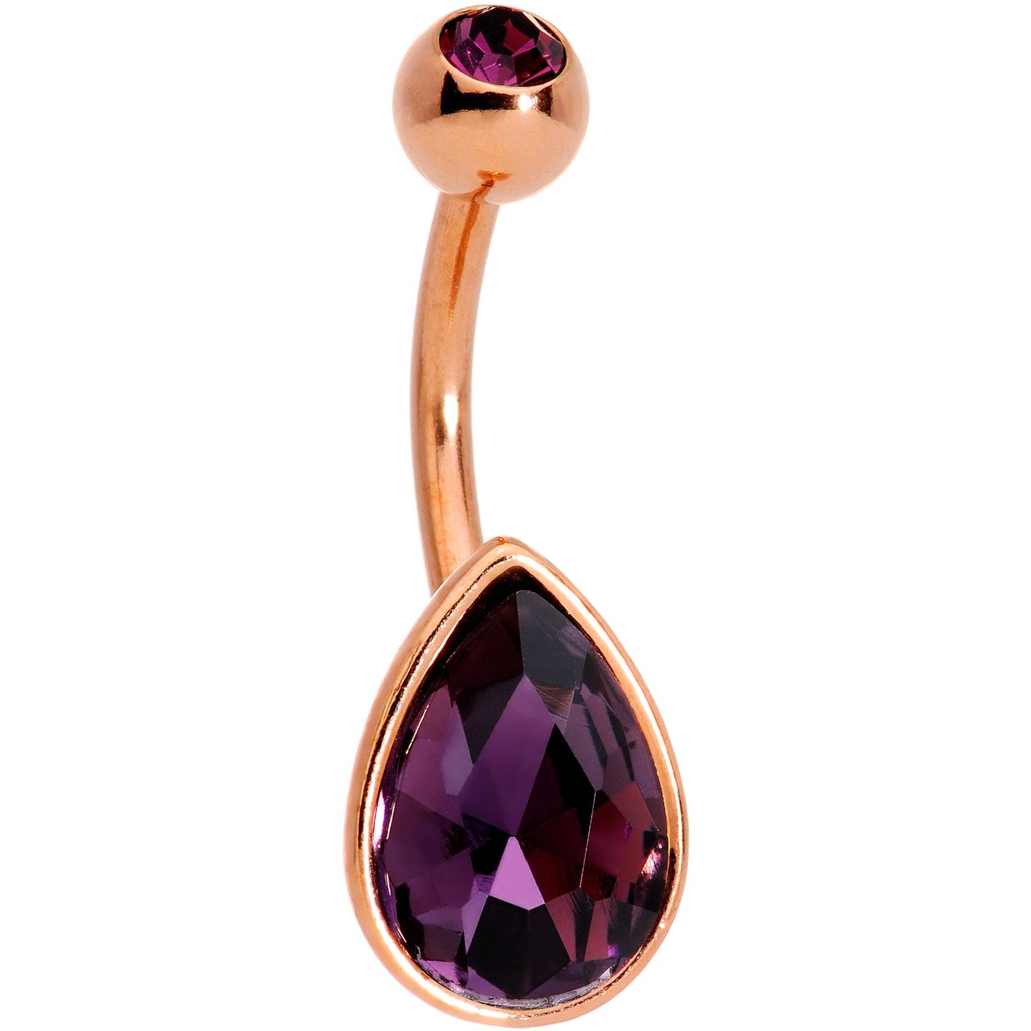 Color Gem Rose Gold Tone Drop Glamour Belly Ring Set of 5