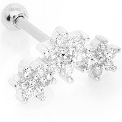 16G 5/16 Clear CZ Flowers Cartilage Tragus Earring