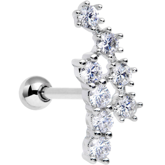 18G 5/16 Clear CZ Gem Spray of Stars Cartilage Tragus Earring