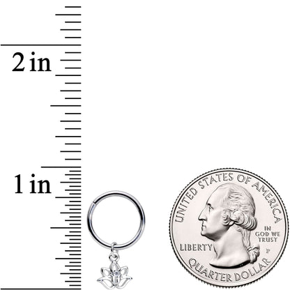 16G 3/8 Clear CZ Gem Lotus Flower Dangle Hinged Segment Ring