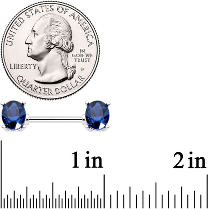 14G 9/16 Blue Gem Midnight Glamour Barbell Nipple Ring Set