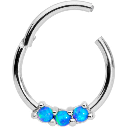 16G 3/8 Blue Synthetic Opal Hinged Segment Ring