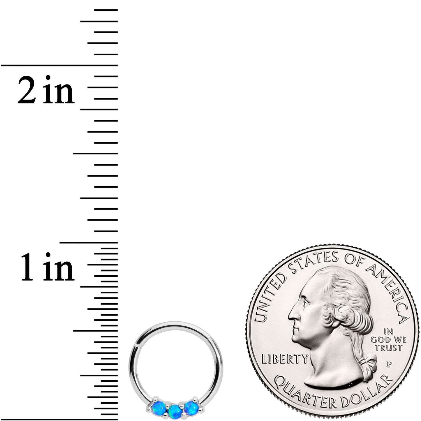 16G 3/8 Blue Synthetic Opal Hinged Segment Ring