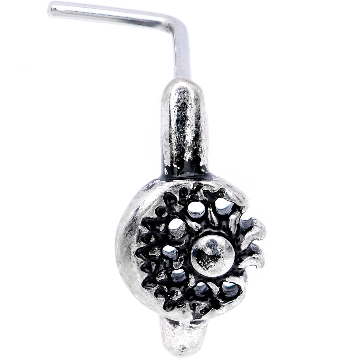 20G Celestial Sun and Moon Faux Hoop L Shaped Nose Ring