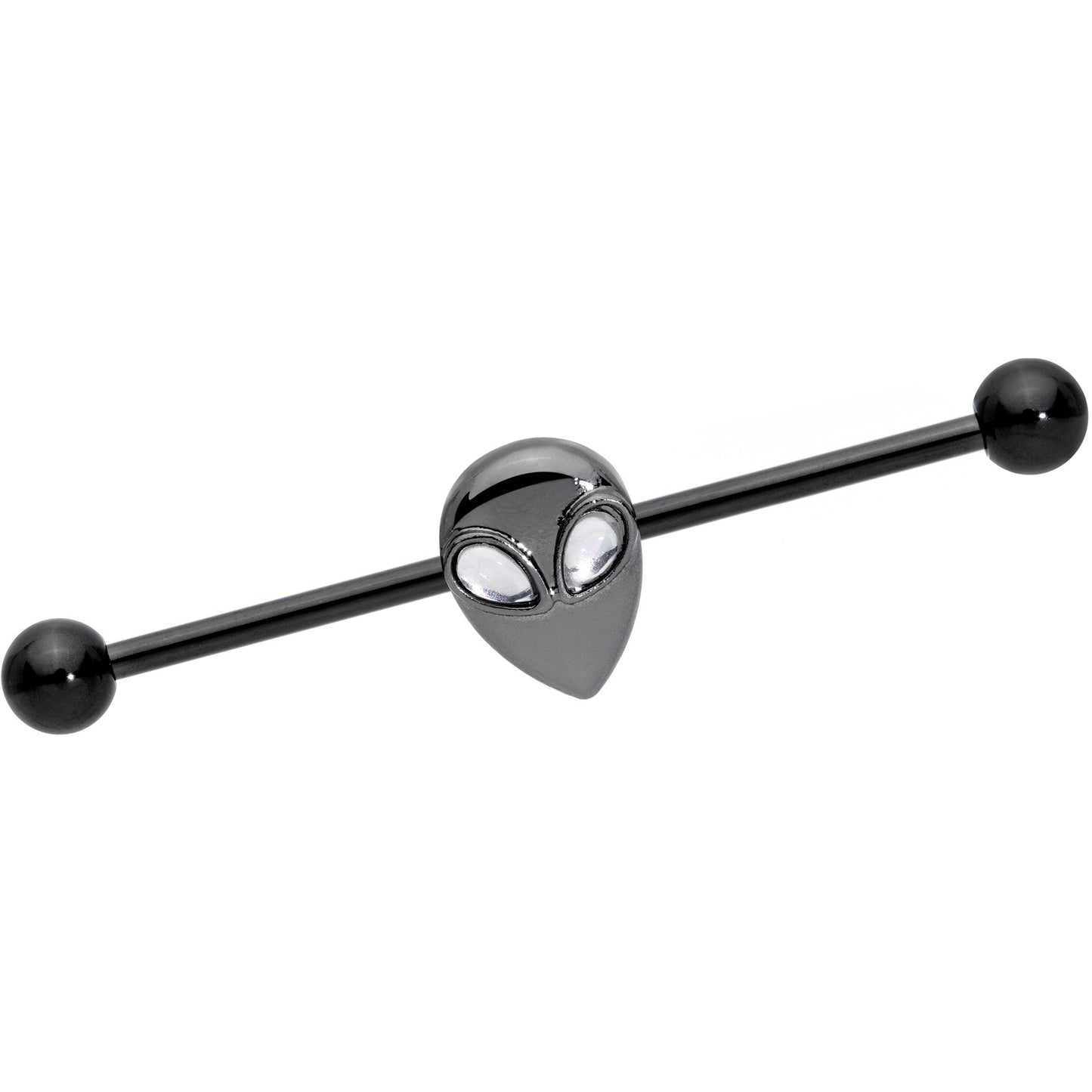 14G Clear Gem Black Alien Invader Industrial Barbell 38mm