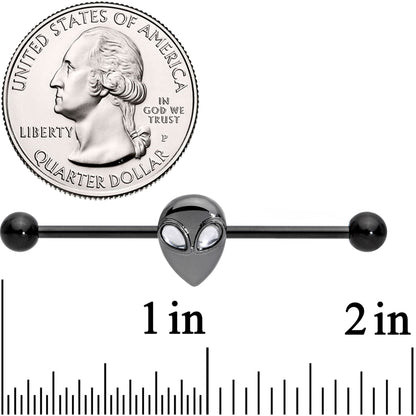 14G Clear Gem Black Alien Invader Industrial Barbell 38mm