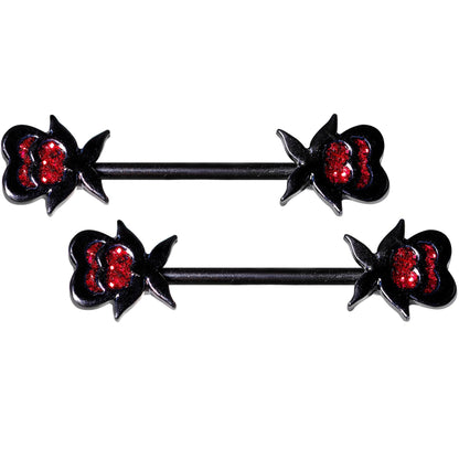 14G Clear Gem Heart Black Horseshoe Barbell Nipple Ring  Set