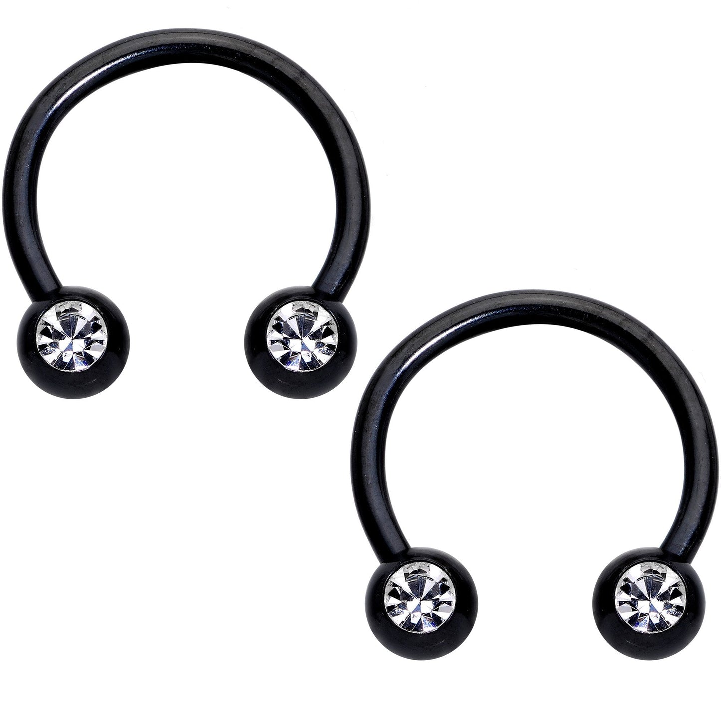14G Clear Gem Heart Black Horseshoe Barbell Nipple Ring  Set