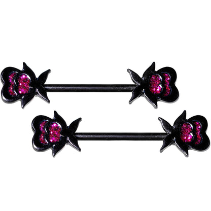 14G 5/8 1/2 Clear Gem Black Horseshoe Barbell Nipple Ring Set