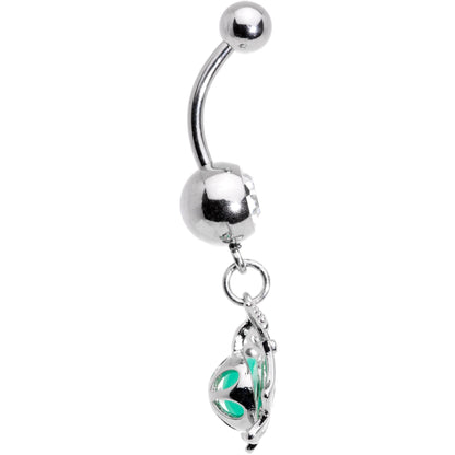 Clear Gem Glow Orb Unicorn Dangle Belly Ring