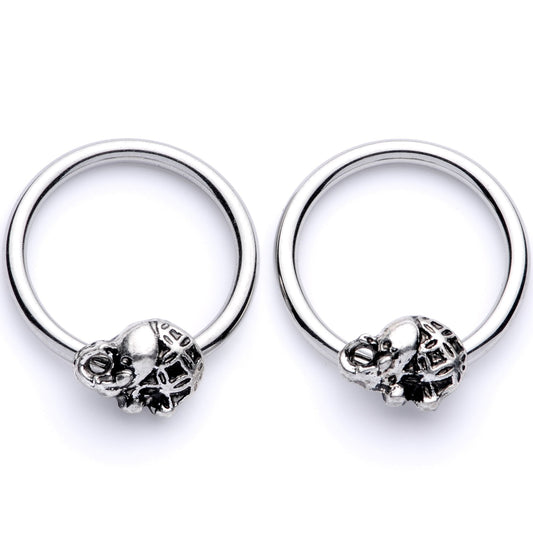 14G 5/8 Elephant BCR Captive Nipple Ring Set