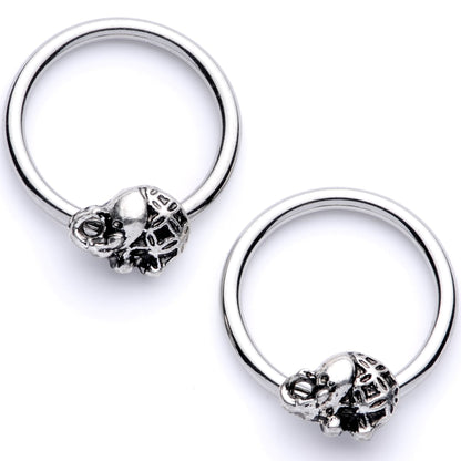 14G 5/8 Elephant BCR Captive Nipple Ring Set