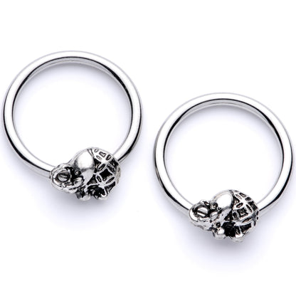 14G 5/8 Elephant BCR Captive Nipple Ring Set