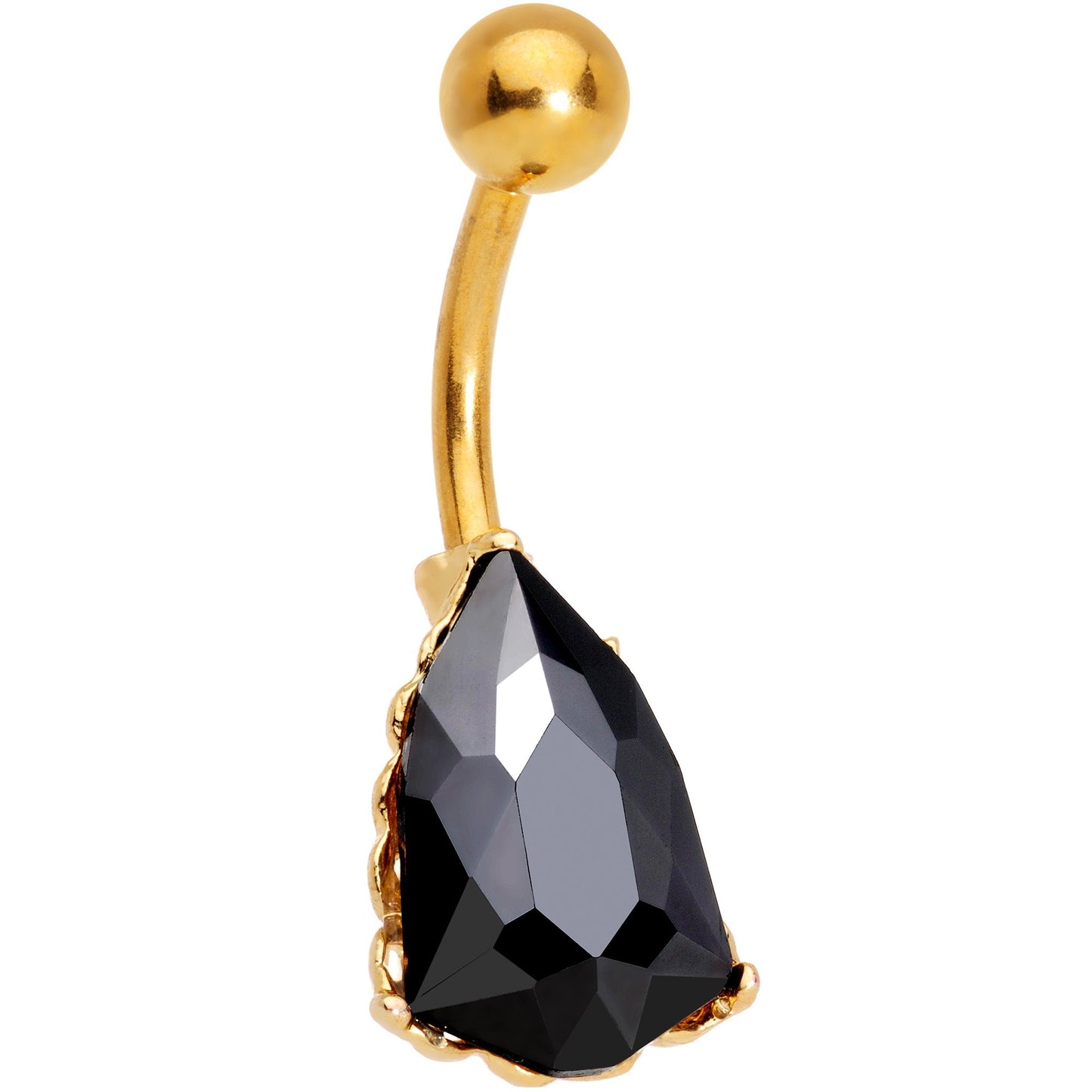 Black Gem Gold Tone Capture The Night Belly Ring