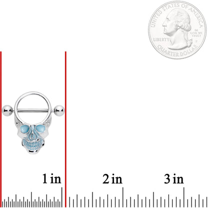 14G 9/16 Glow in the Dark Skull Nipple Shield Set