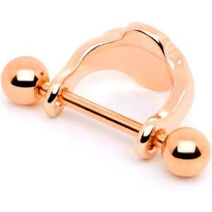 16G 1/2 Faux Turquoise Rose Gold Tone Flower Cartilage Cuff