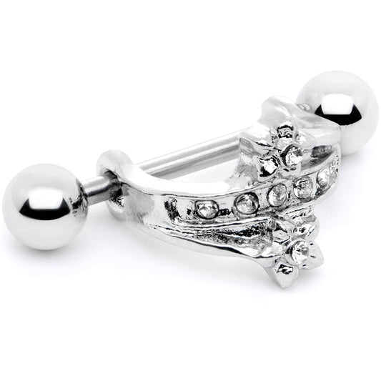 16G 1/2 Clear Gem Cross Crown Cartilage Cuff