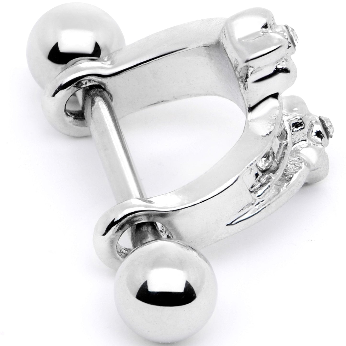 16G 1/2 Clear Gem Cross Crown Cartilage Cuff