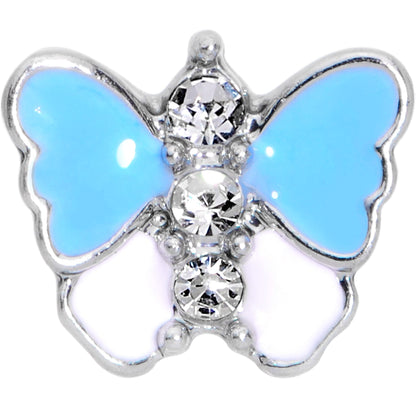 16G 1/4 Clear Gem Blue White Butterfly Cartilage Tragus Earring