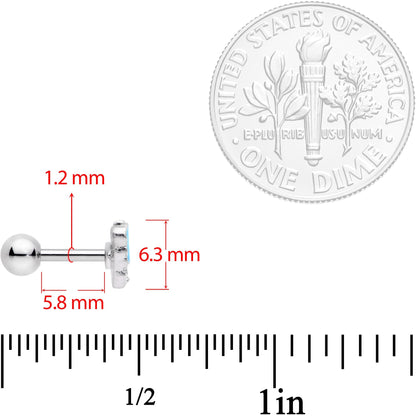 16G 1/4 Clear Gem Blue White Butterfly Cartilage Tragus Earring