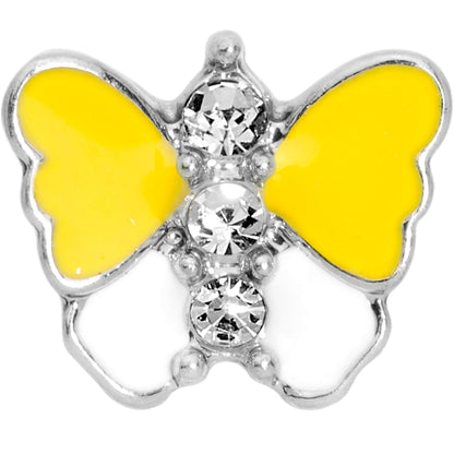 16G 1/4 Clear Gem Yellow Butterfly Cartilage Tragus Earring
