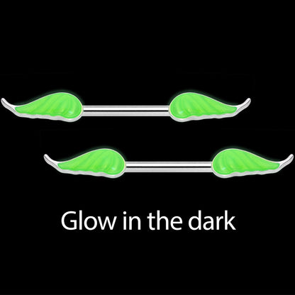 14G 9/16 Glow in the Dark Green Leaf Barbell Nipple Rings