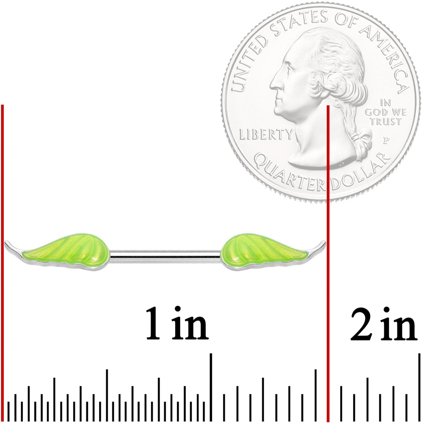 14G 9/16 Glow in the Dark Green Leaf Barbell Nipple Rings