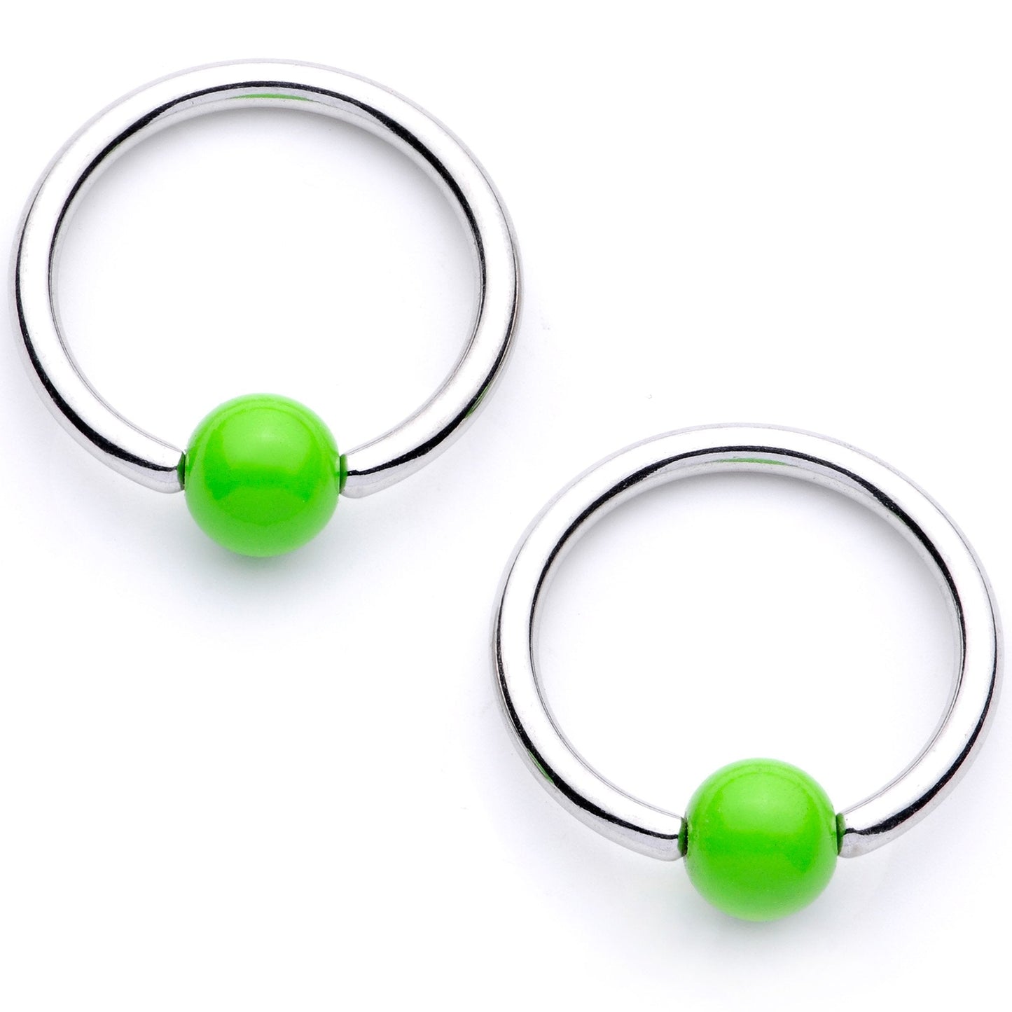 14G 9/16 1/2 Green Flower BCR Barbell Nipple Ring Set
