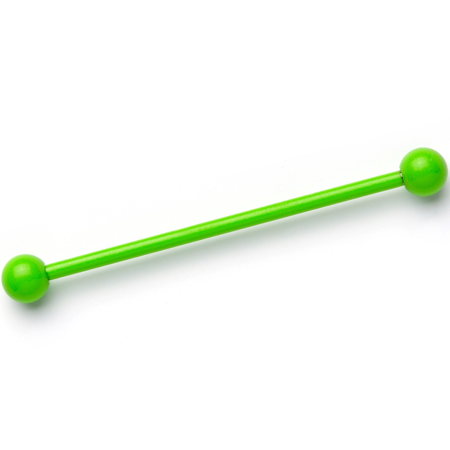 14G Bright Green Coated Glow in the Dark Industrial Barbell 38mm