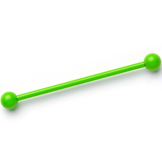 14G Bright Green Coated Glow in the Dark Industrial Barbell 38mm