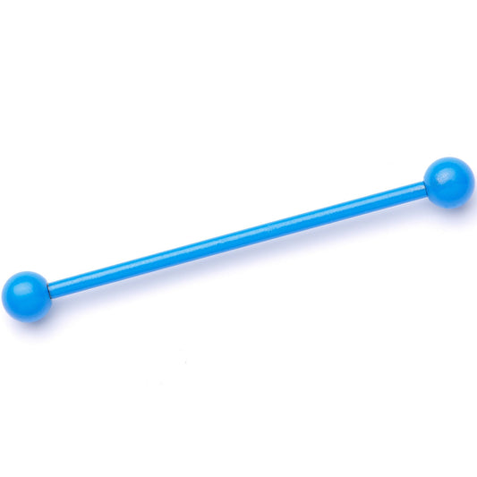 14G Light Blue Coated Glow in the Dark Industrial Barbell 38mm