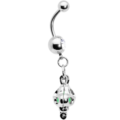 Clear Gem Glow in the Dark Paw Print Dangle Belly Ring
