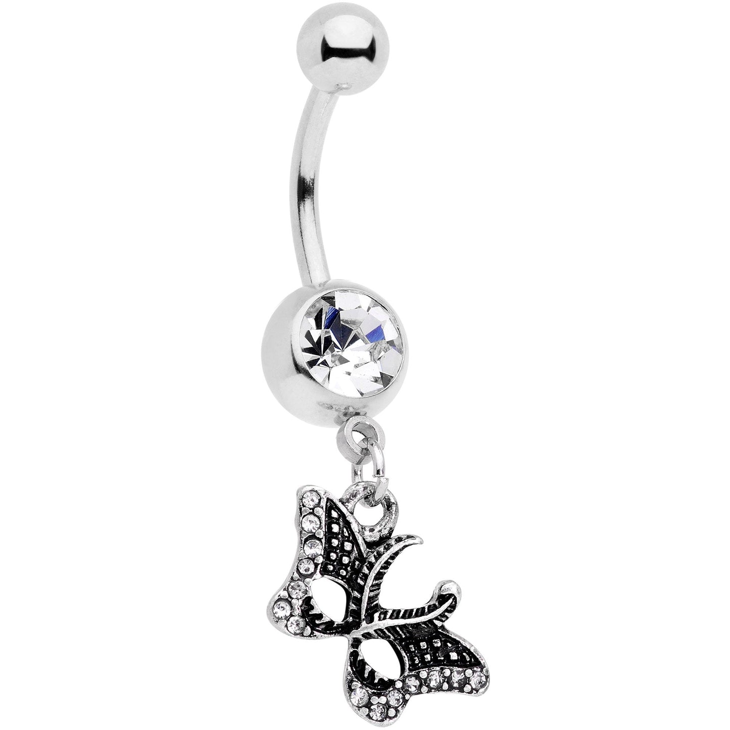 Clear Gem Catch That Butterfly Dangle Belly Ring