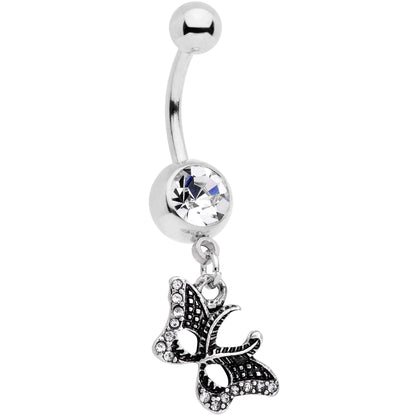 Clear Gem Catch That Butterfly Dangle Belly Ring