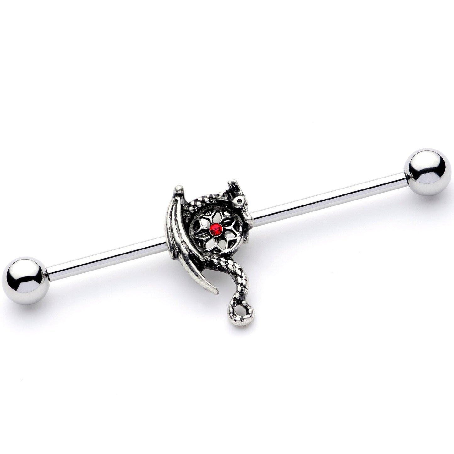 14G Red Gem Dragon Hoard Industrial Barbell 38mm