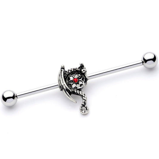14G Red Gem Dragon Hoard Industrial Barbell 38mm