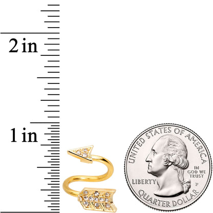 Clear Gem Gold Tone Cupids Arrow Spiral Twister Belly Ring