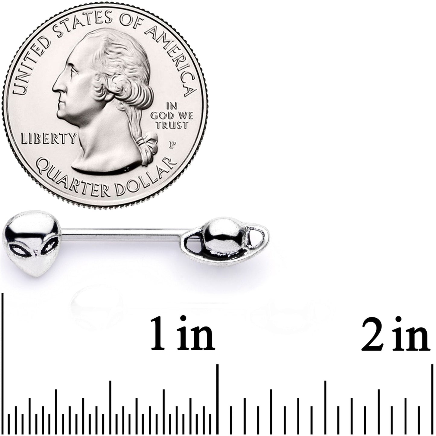 14G 9/16 Space Aliens from Planet Saturn Barbell Nipple Ring Set