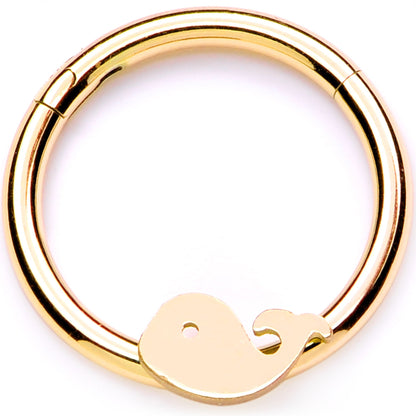 16G 3/8 Gold Tone Whale of a Hinged Segment Ring