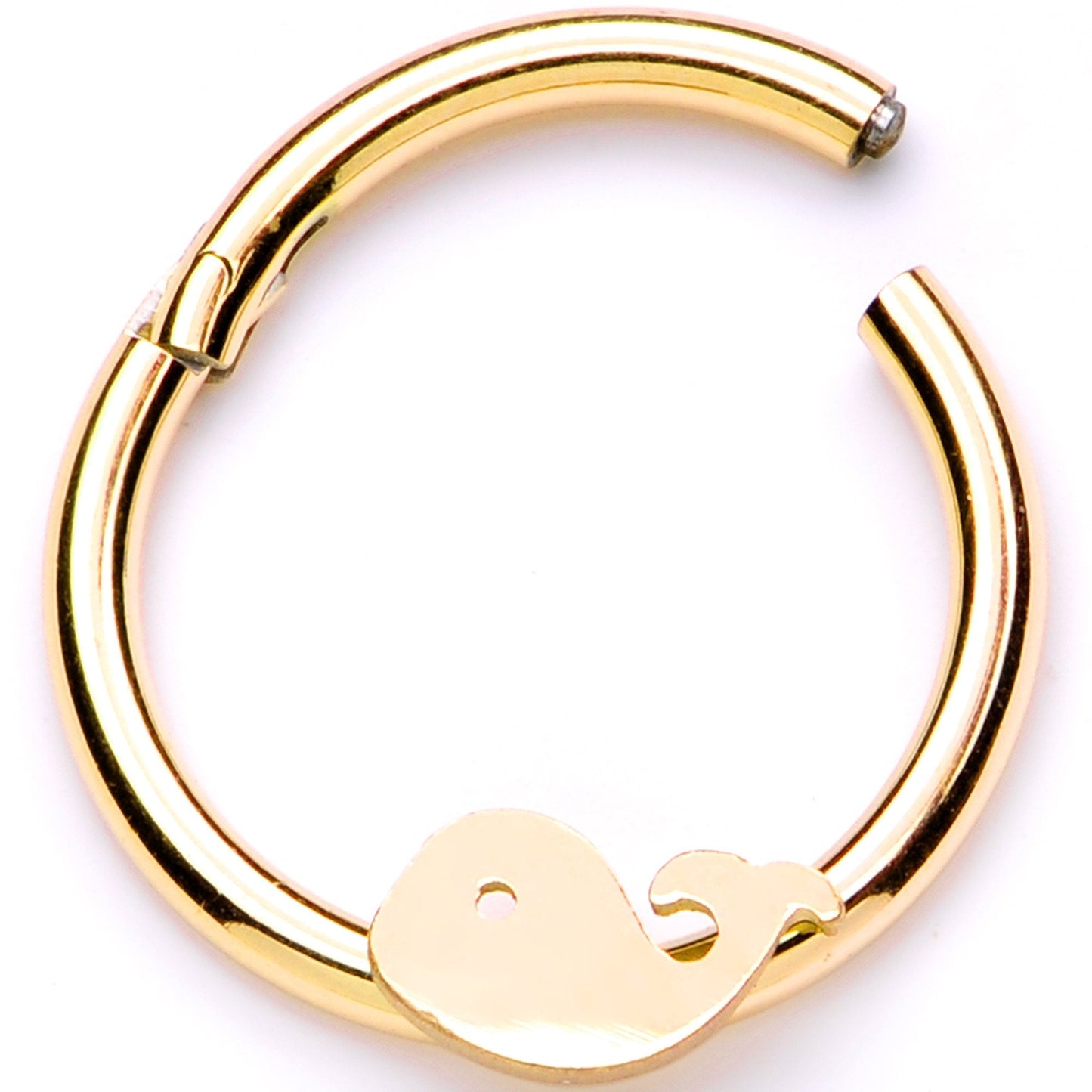 16G 3/8 Gold Tone Whale of a Hinged Segment Ring