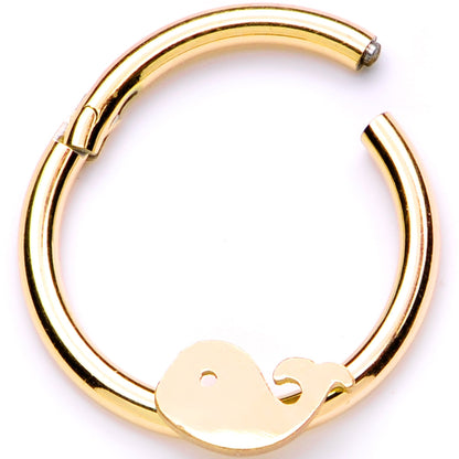 16G 3/8 Gold Tone Whale of a Hinged Segment Ring