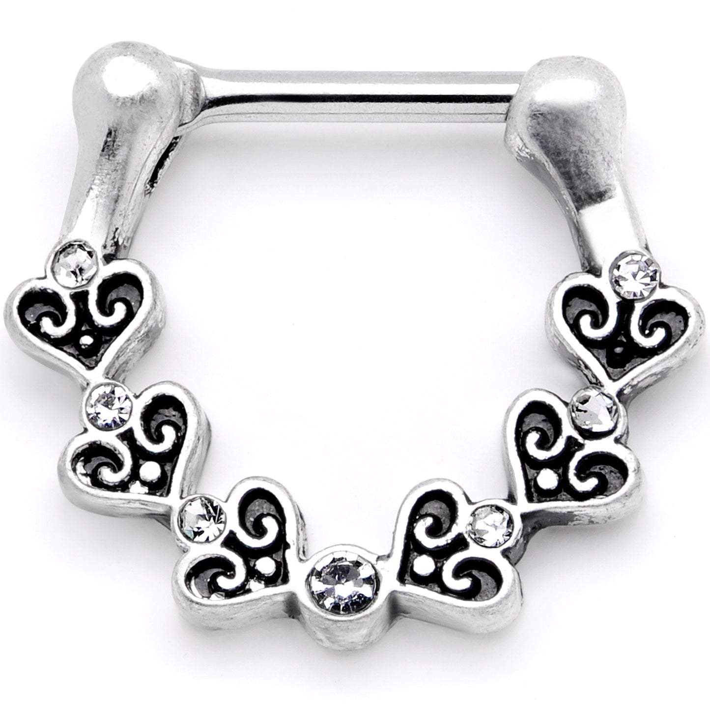 16G 5/16Clear CZ Ring of Hearts Septum Clicker