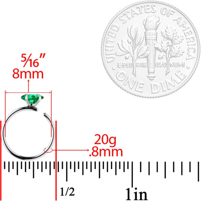 20G 5/16 Pastel Gem Rhombus Nose Hoop Set of 6