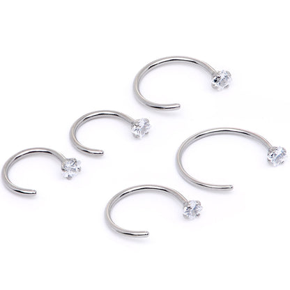 20G Clear Gem Rhombus Multiple Size Nose Hoop Set of 5